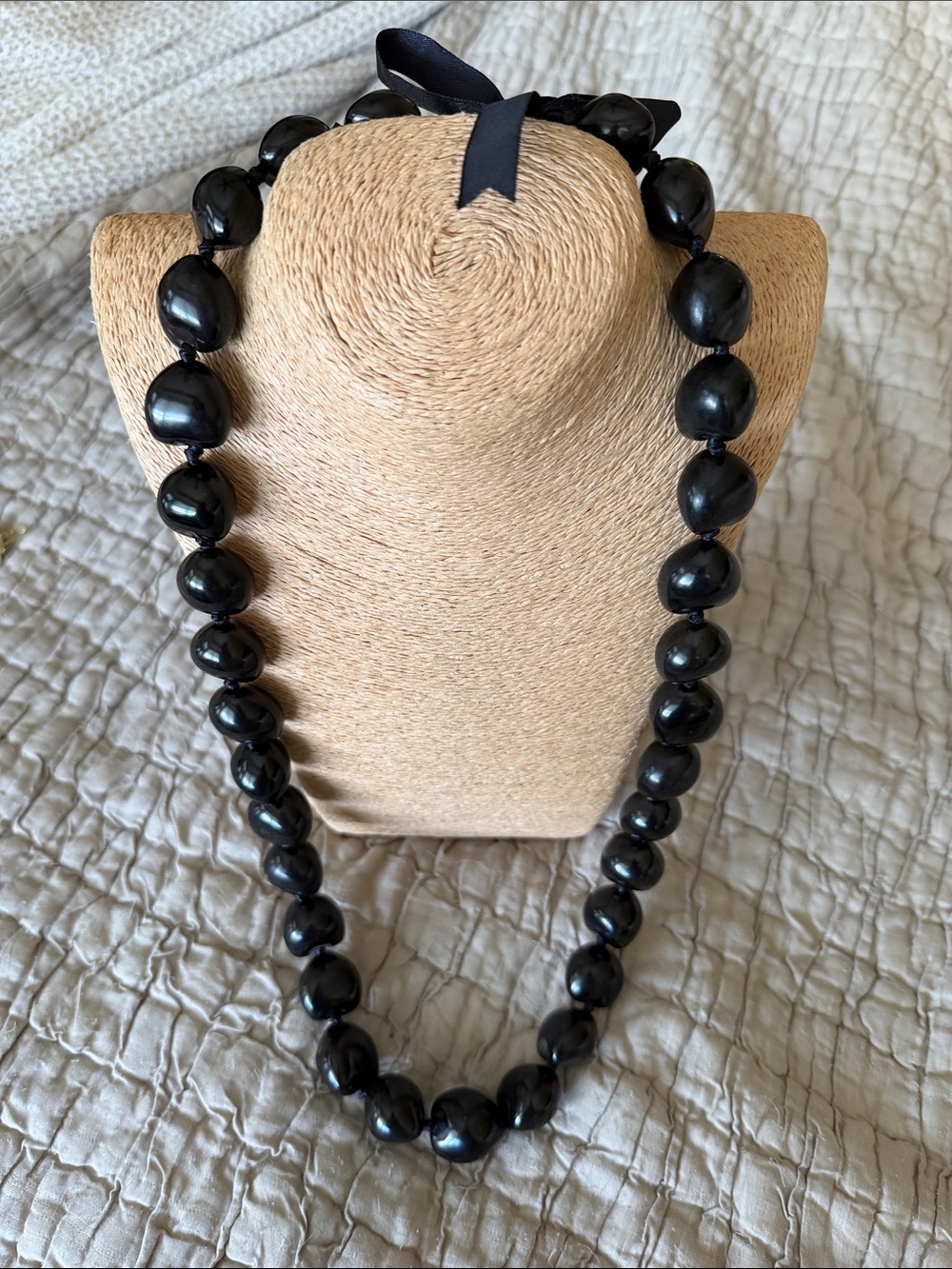 Polished Black Hawaiian kakui nuts Necklace